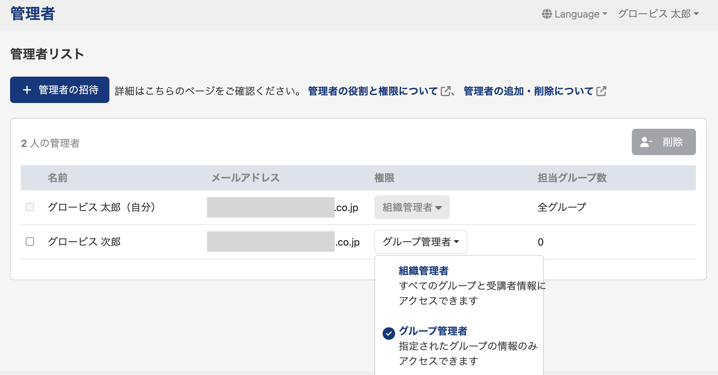 管理者リスト